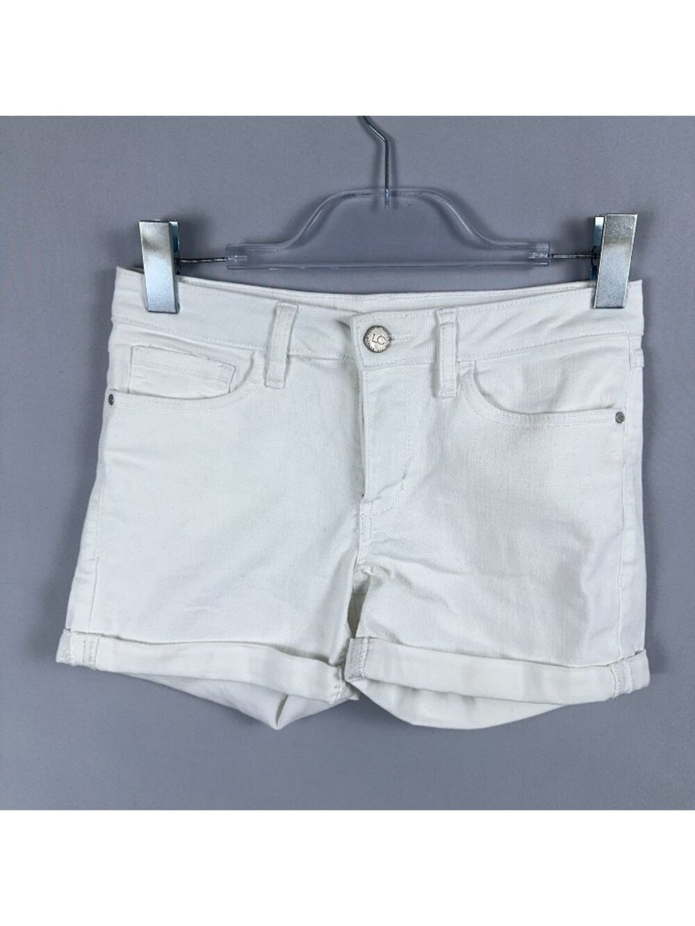 Lauren Conrad Boyfriend Shorts Size 2 Mid Rise White Roll Cuffed Hem